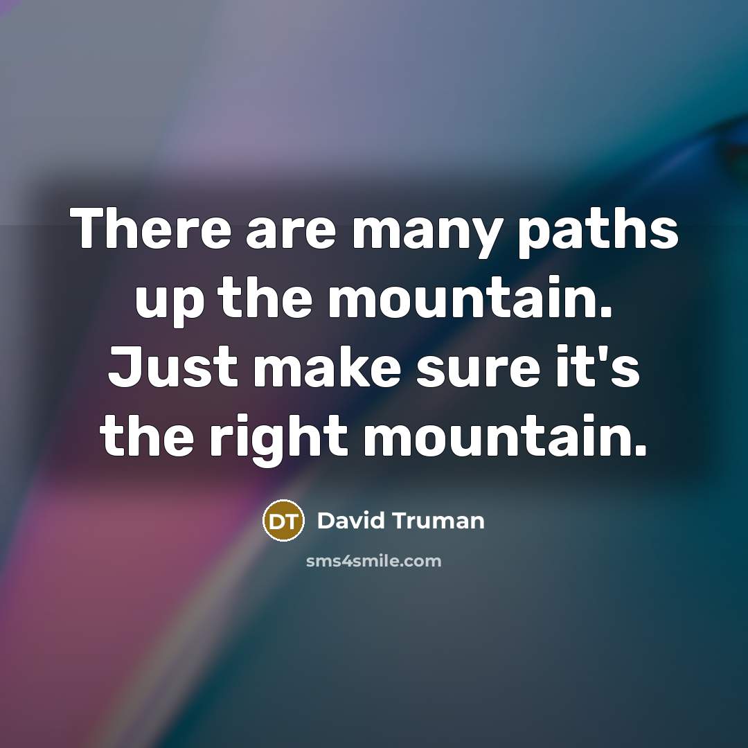 “There are many paths up the mountain. Just make sure…” quote by David Truman
