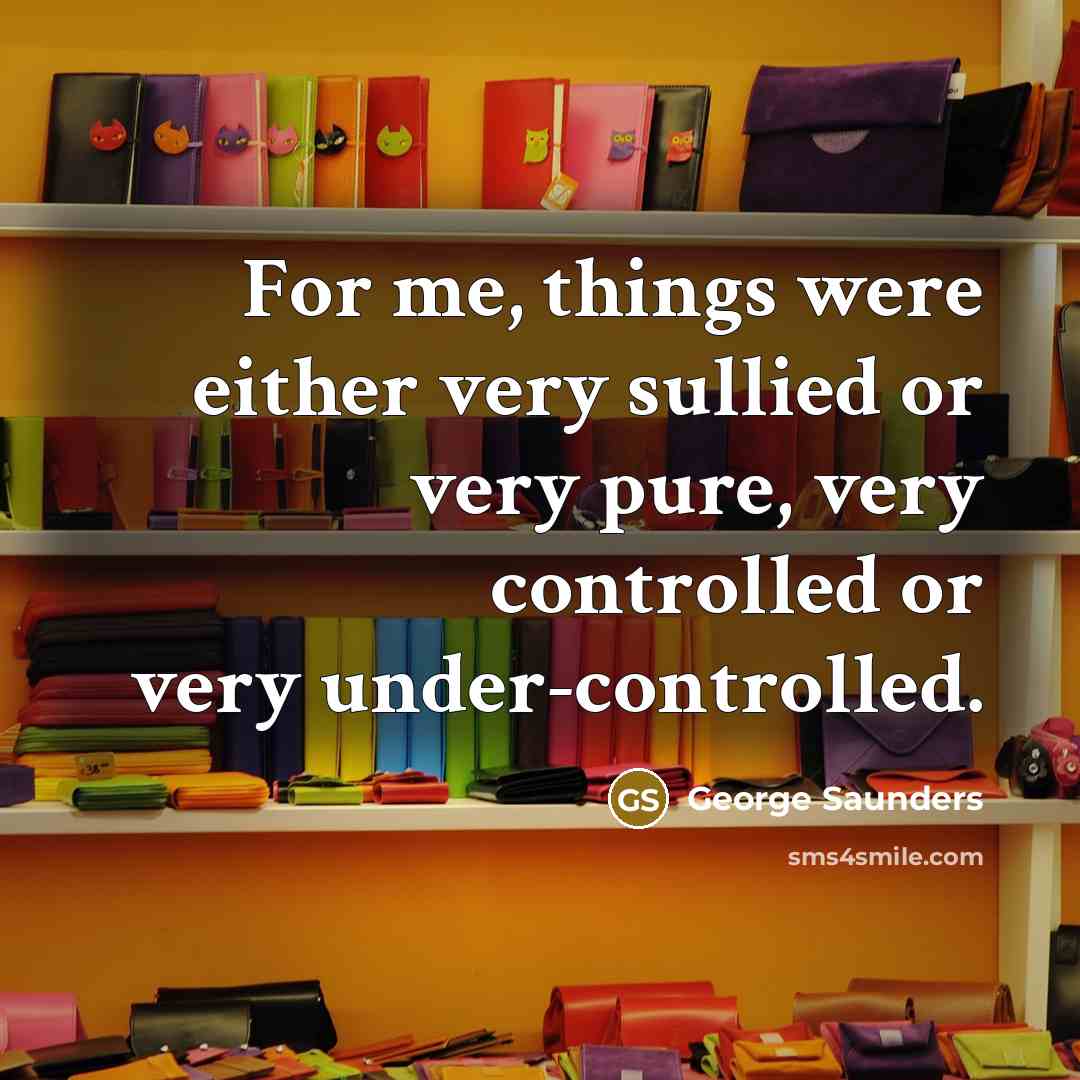 “For me, things were either very sullied or very pure,…” quote by George Saunders