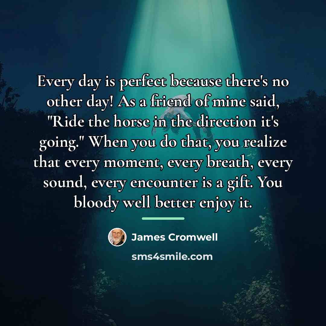 “Every day is perfect because there's no other day! As…” quote by James Cromwell