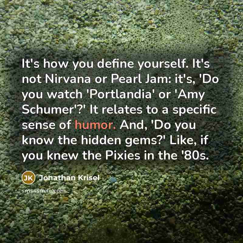 “It's how you define yourself. It's not Nirvana or Pearl…” quote by Jonathan Krisel
