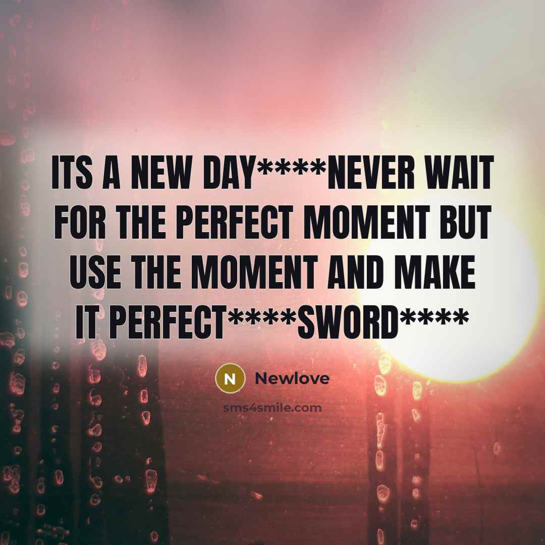 “ITS A NEW DAY****NEVER WAIT FOR THE PERFECT MOMENT BUT…” quote by Newlove