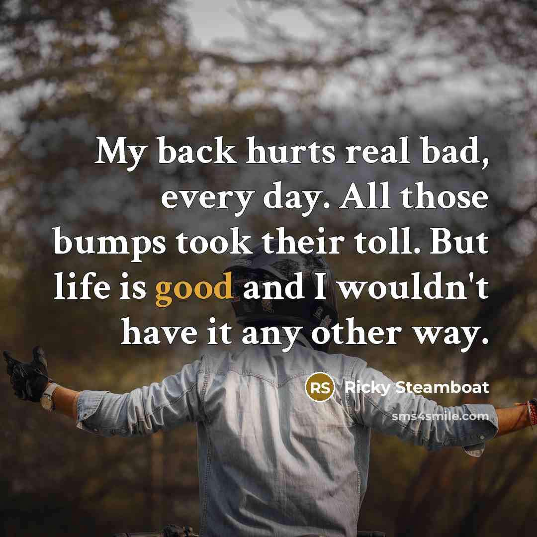 “My back hurts real bad, every day. All those bumps…” quote by Ricky Steamboat