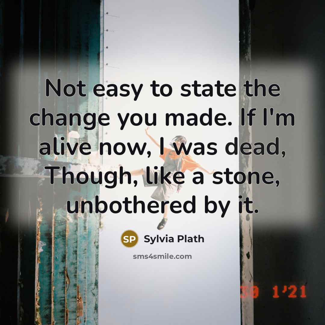 “Not easy to state the change you made. If I'm…” quote by Sylvia Plath