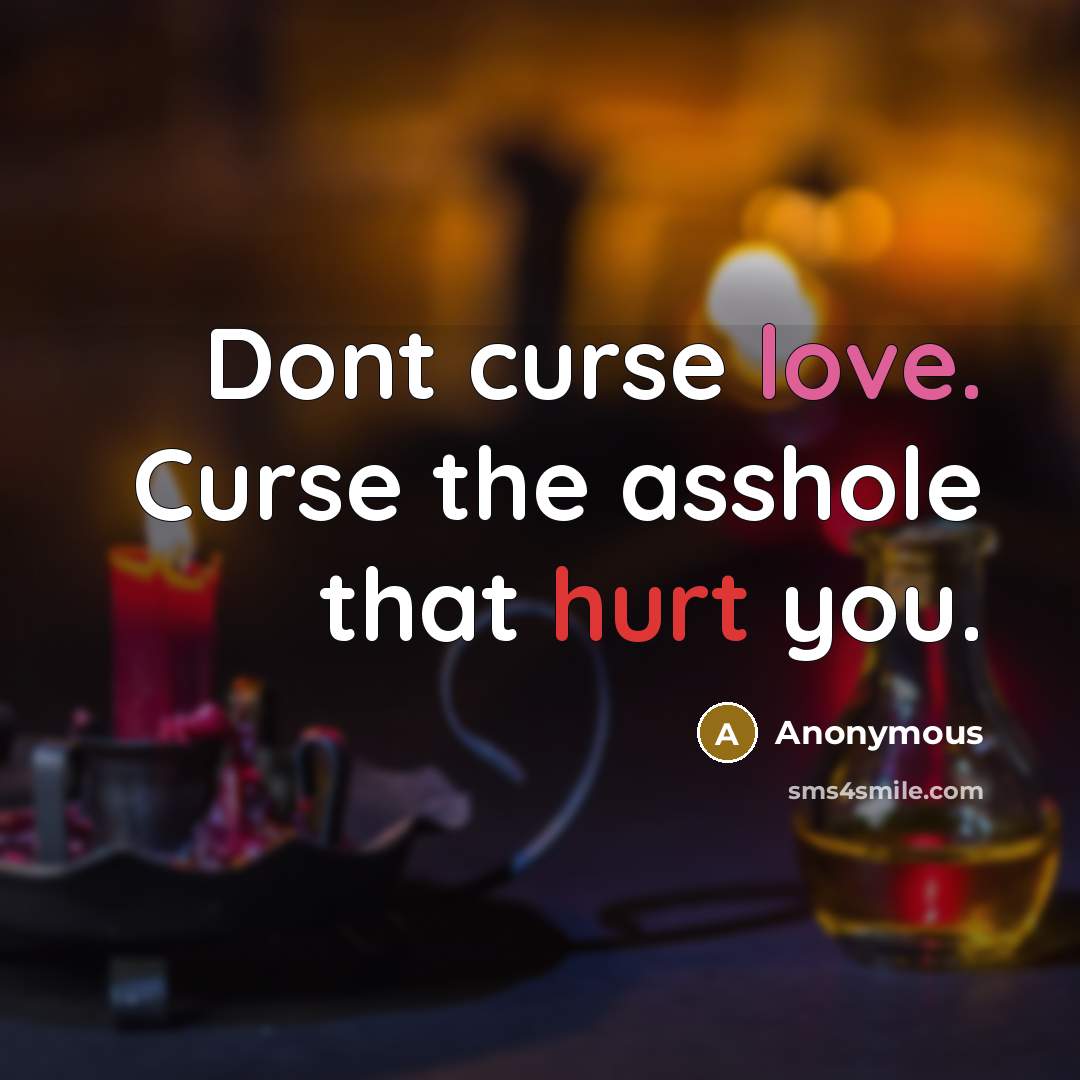 “Dont curse love. Curse the asshole that hurt you.” quote by Anonymous