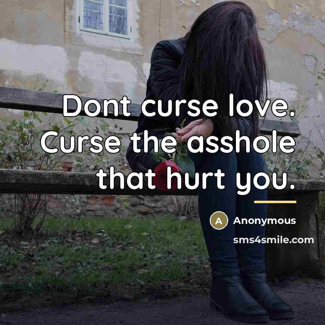 “Dont curse love. Curse the asshole that hurt you.…” quote by Anonymous
