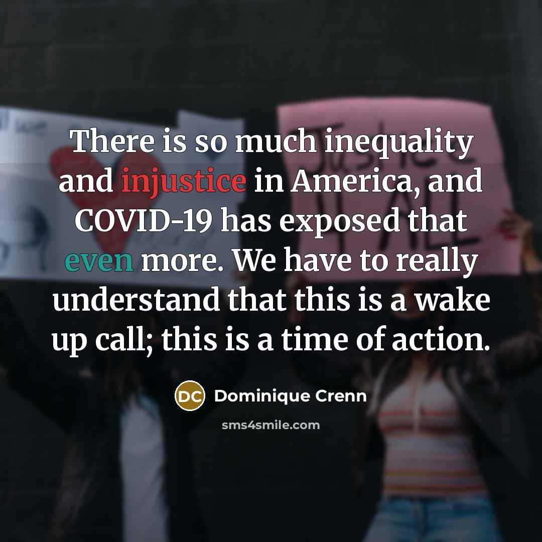 “There is so much inequality and injustice in America, and…” quote by Dominique Crenn