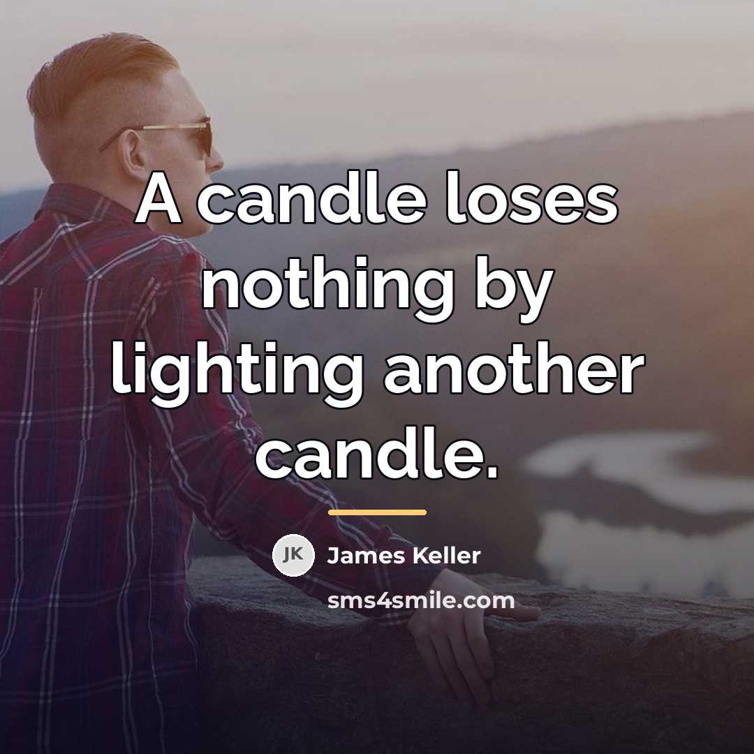 “A candle loses nothing by lighting another candle.…” quote by James Keller