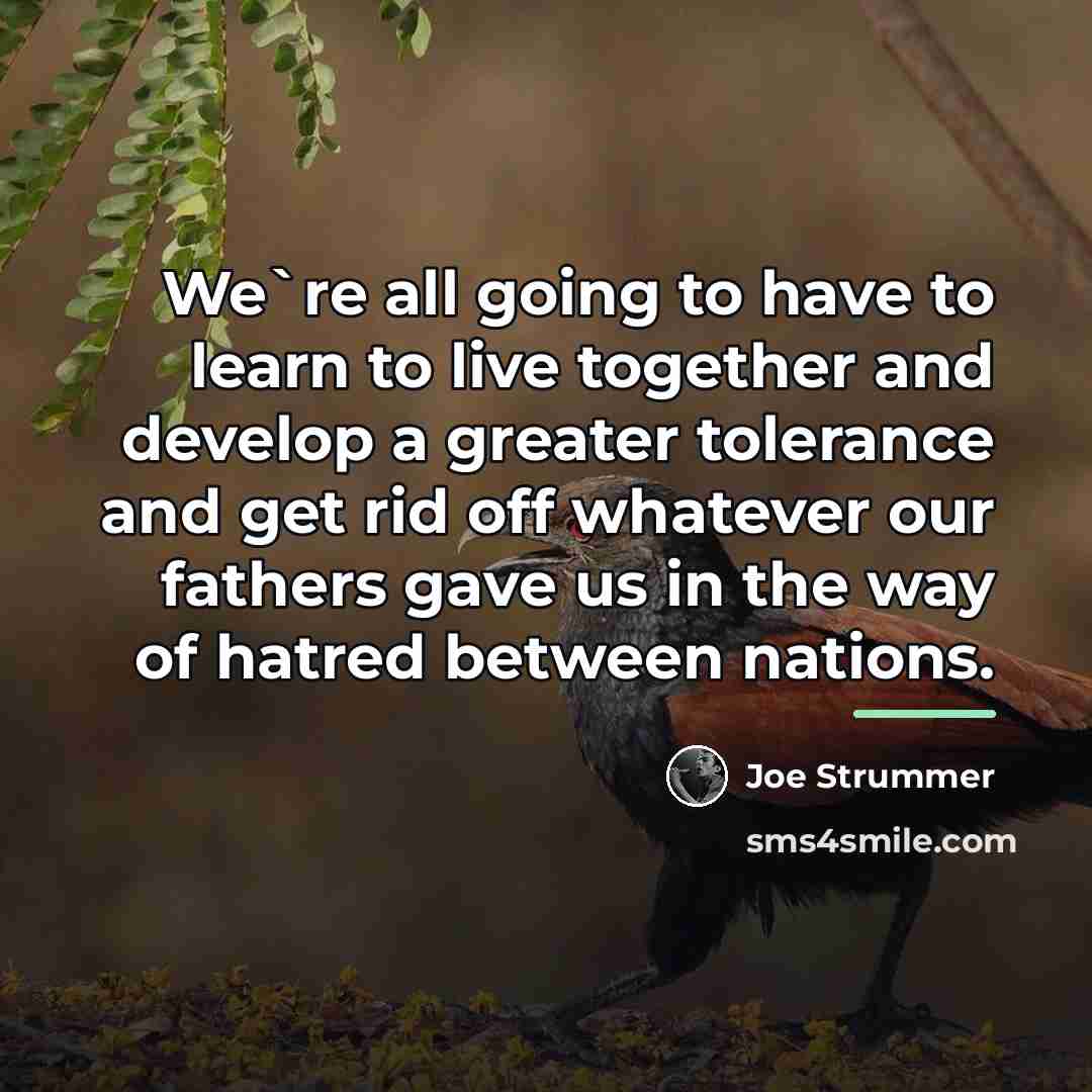 “We`re all going to have to learn to live together…” quote by Joe Strummer