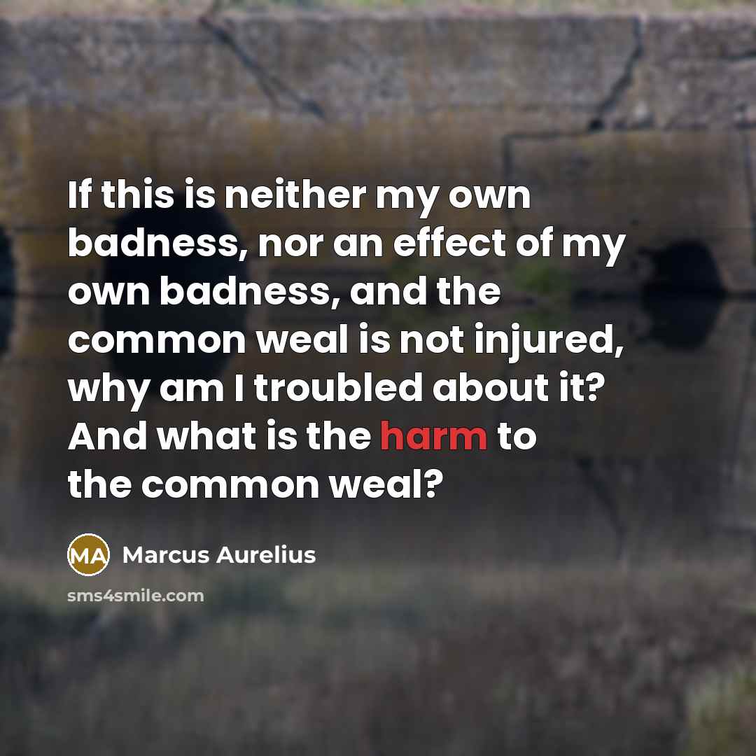 “If this is neither my own badness, nor an effect…” quote by Marcus Aurelius