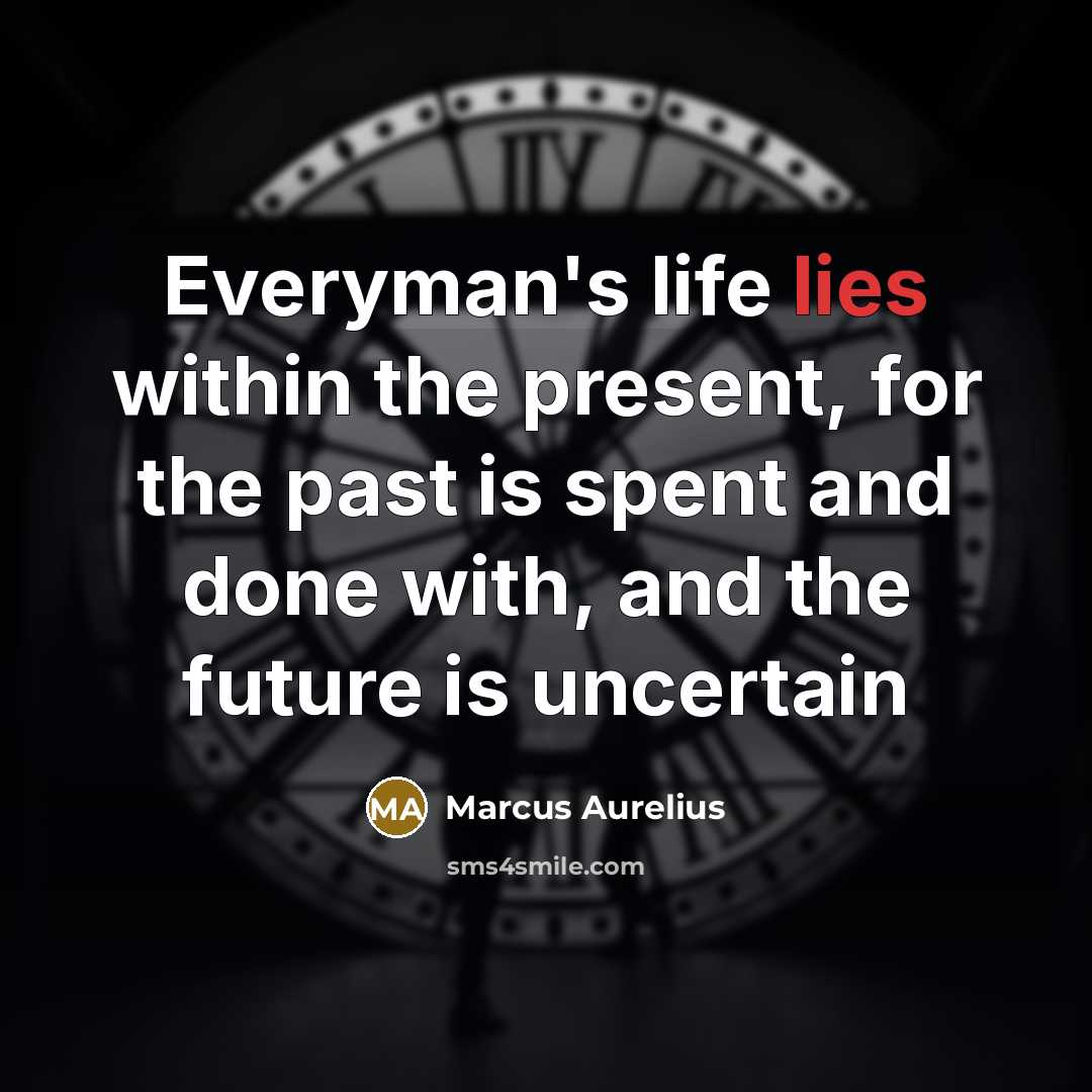 “Everyman's life lies within the present, for the past is…” quote by Marcus Aurelius