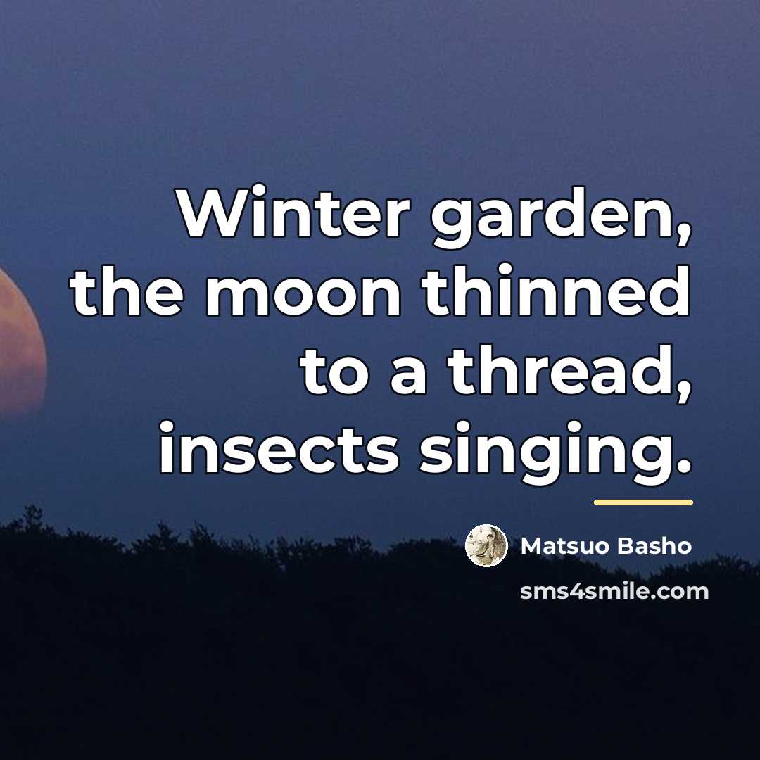 “Winter garden, the moon thinned to a thread, insects singing.…” quote by Matsuo Basho
