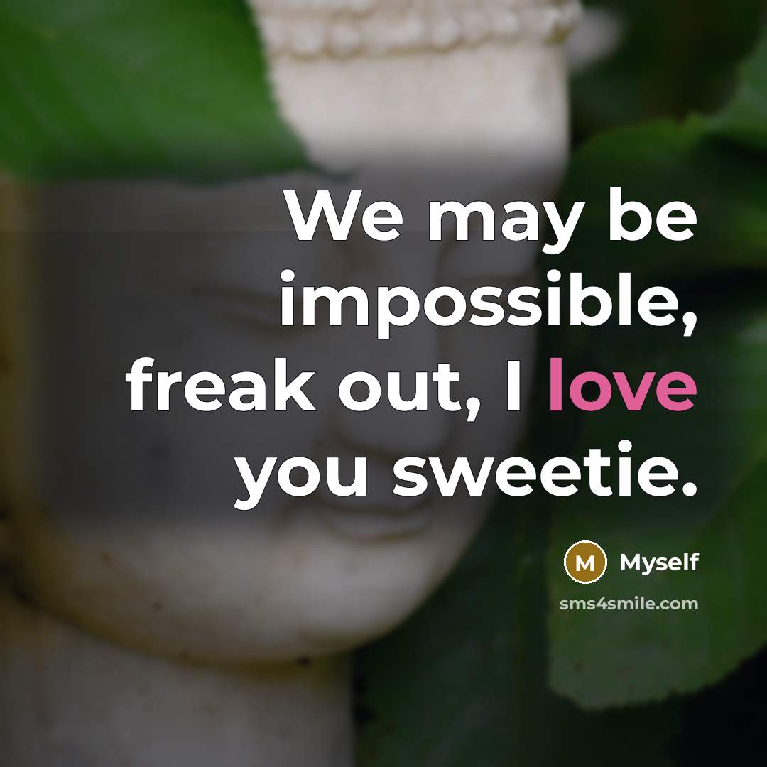 “We may be impossible, freak out, I love you sweetie.…” quote by Myself