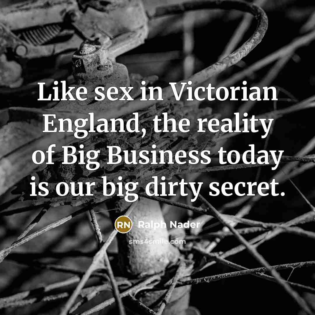 “Like sex in Victorian England, the reality of Big Business…” quote by Ralph Nader