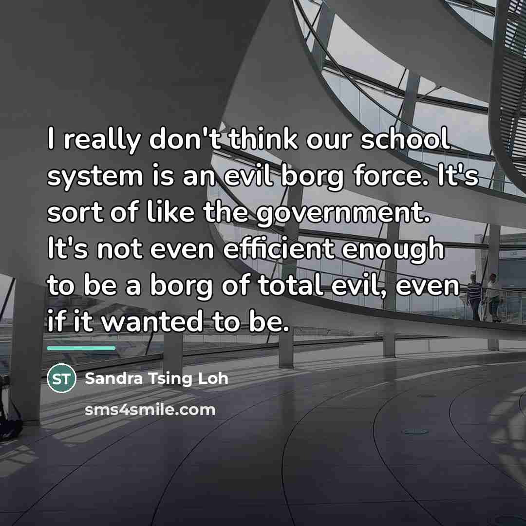 “I really don't think our school system is an evil…” quote by Sandra Tsing Loh