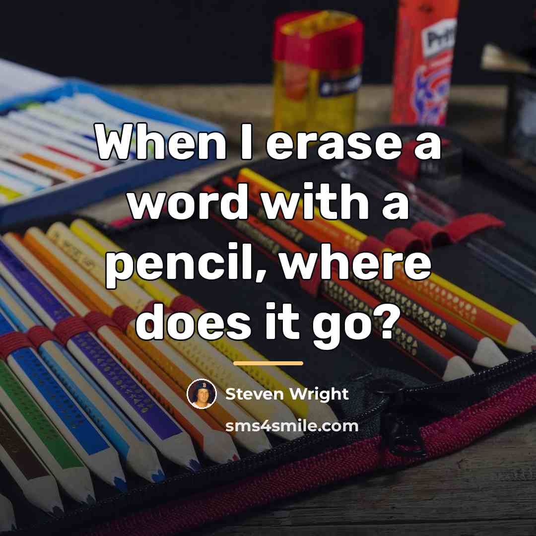 “When I erase a word with a pencil, where does…” quote by Steven Wright