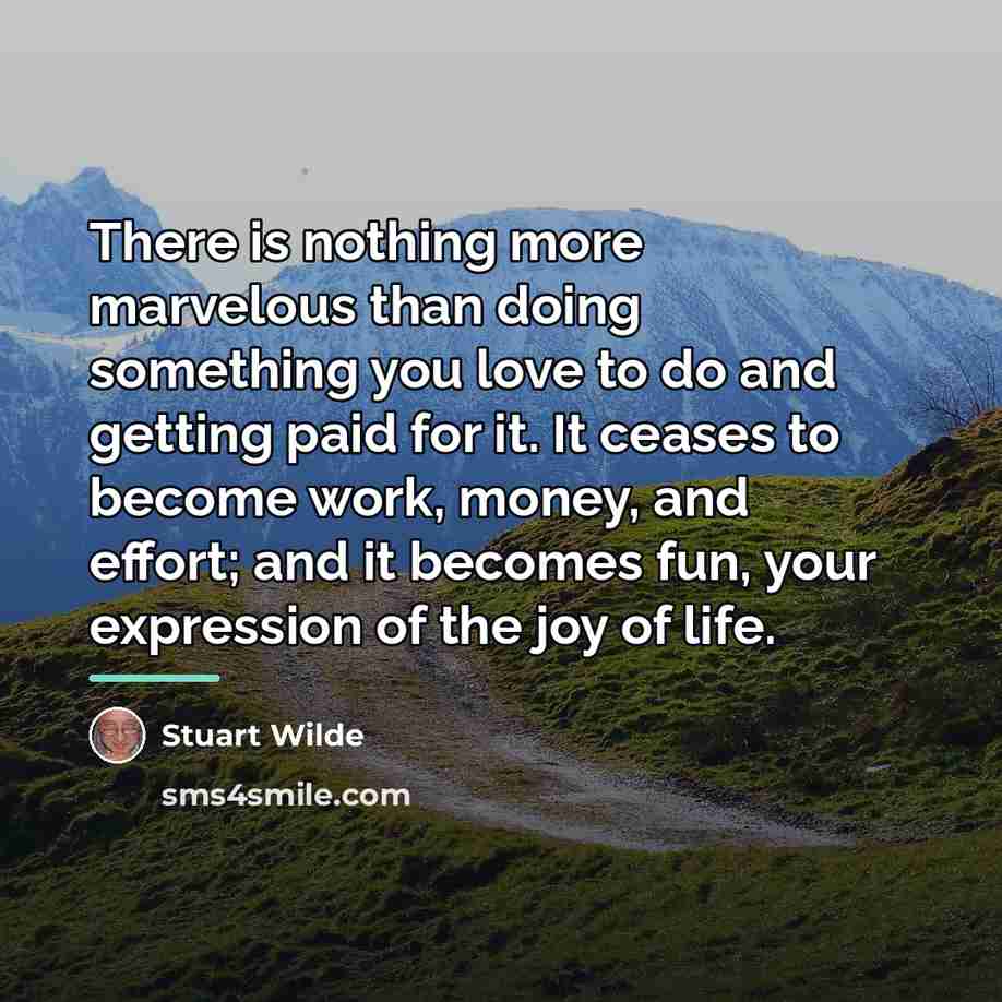 “There is nothing more marvelous than doing something you love…” quote by Stuart Wilde
