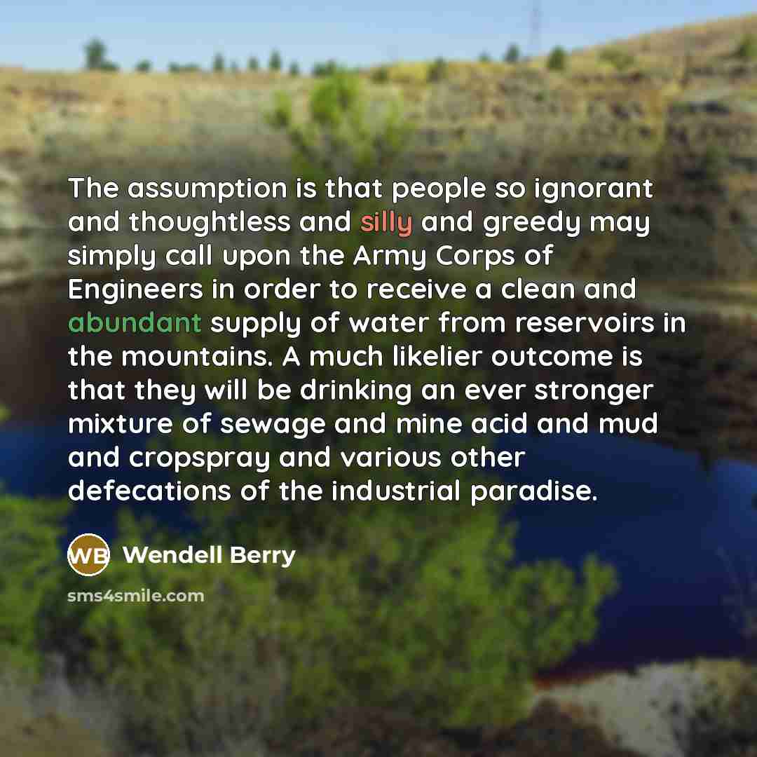 “The assumption is that people so ignorant and thoughtless and…” quote by Wendell Berry