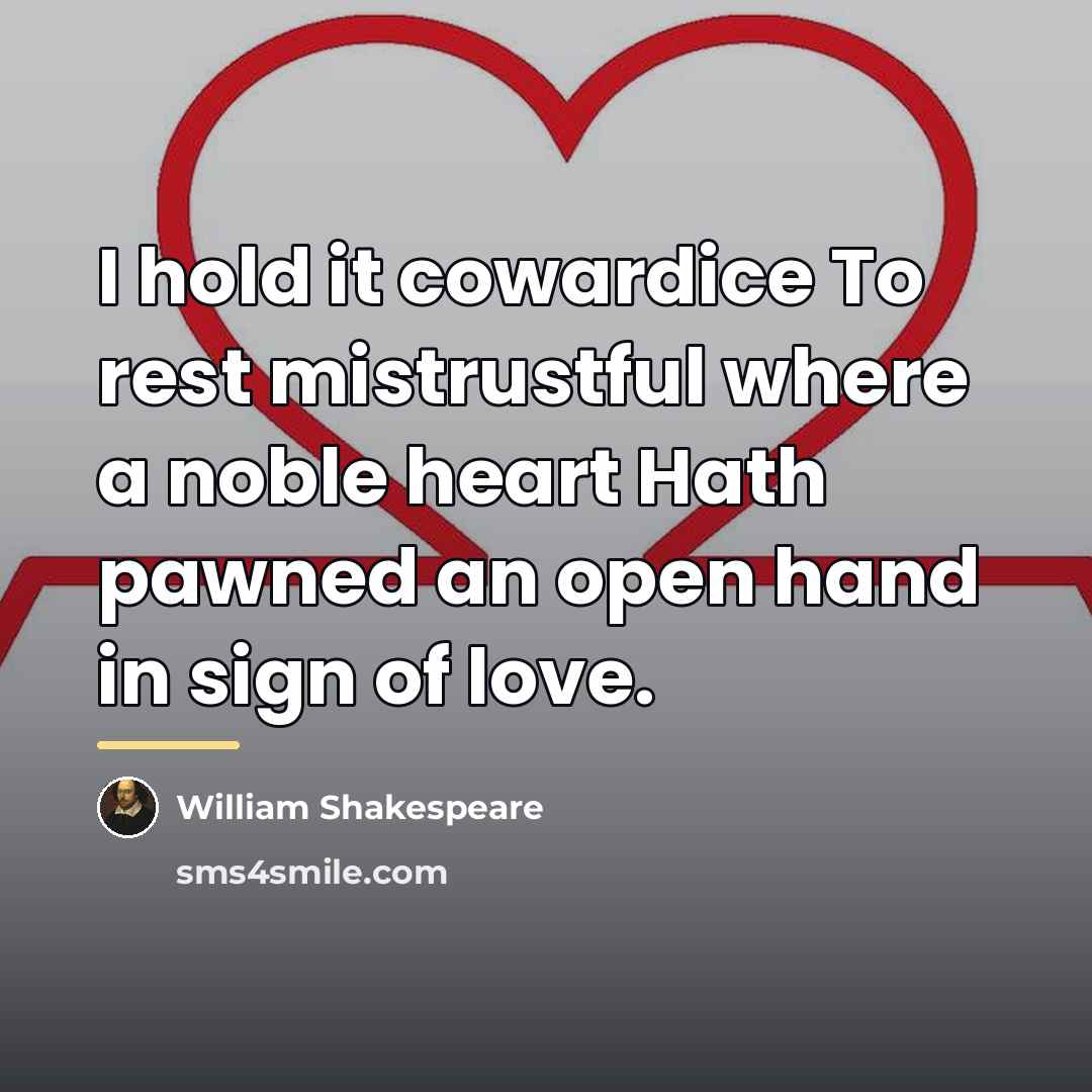 “I hold it cowardice To rest mistrustful where a noble…” quote by William Shakespeare