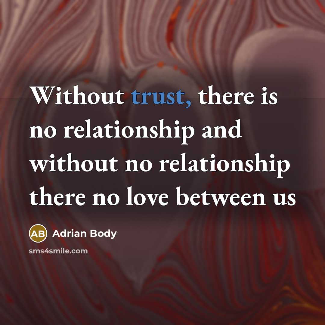 “Without trust, there is no relationship and without no relationship…” quote by Adrian Body