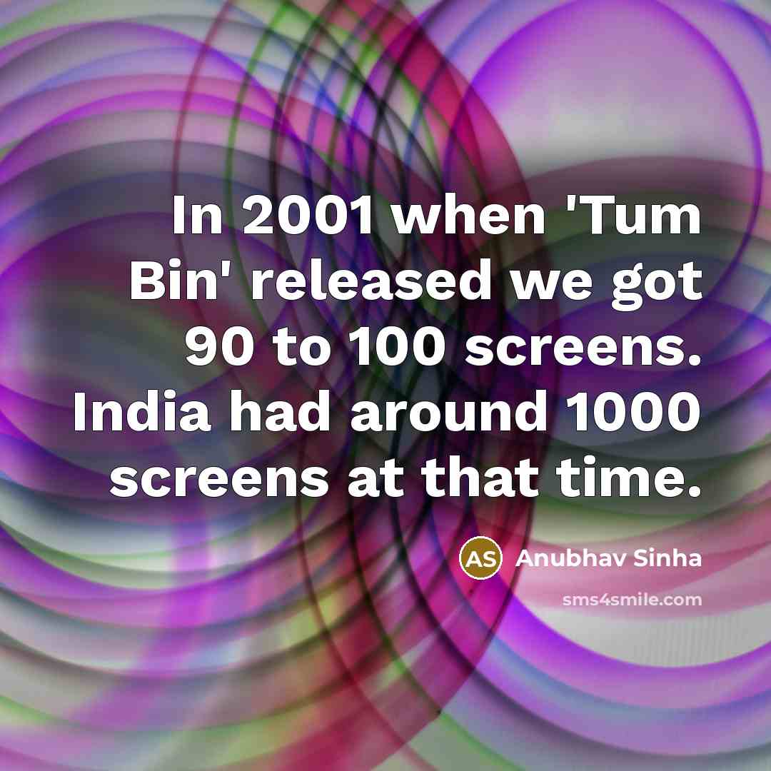 “In 2001 when 'Tum Bin' released we got 90 to…” quote by Anubhav Sinha