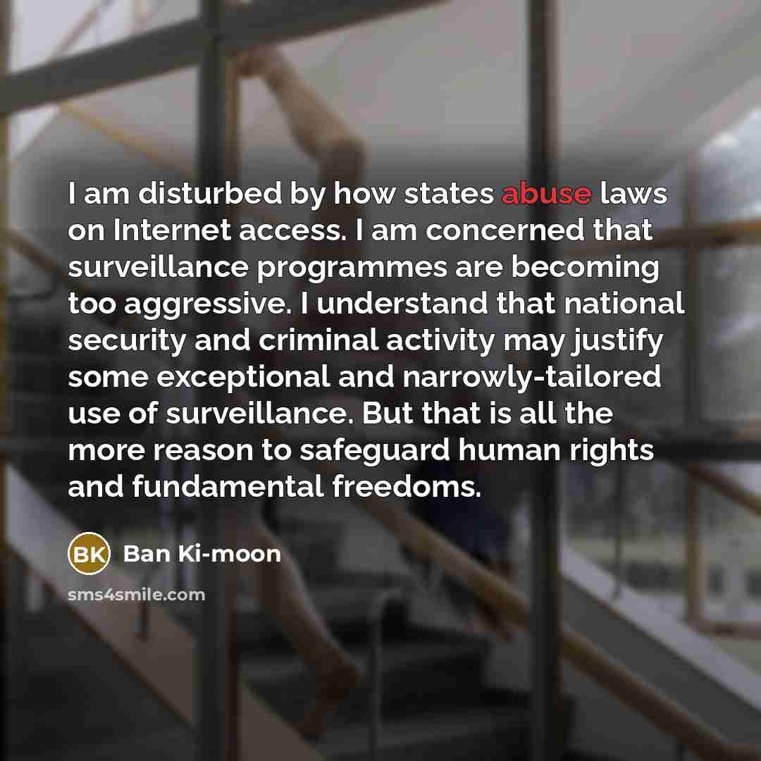 “I am disturbed by how states abuse laws on Internet…” quote by Ban Ki-moon