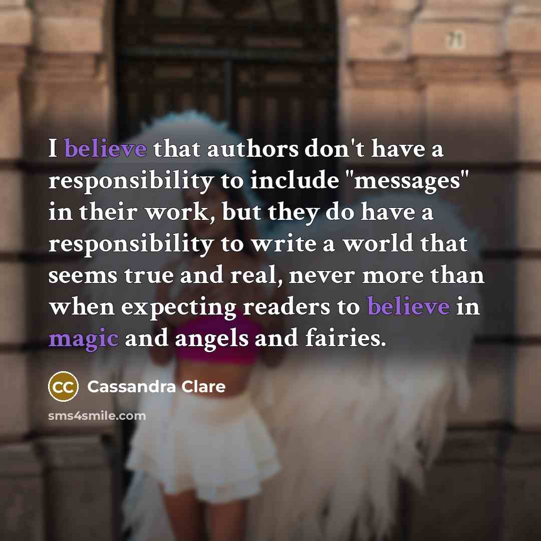 “I believe that authors don't have a responsibility to include…” quote by Cassandra Clare