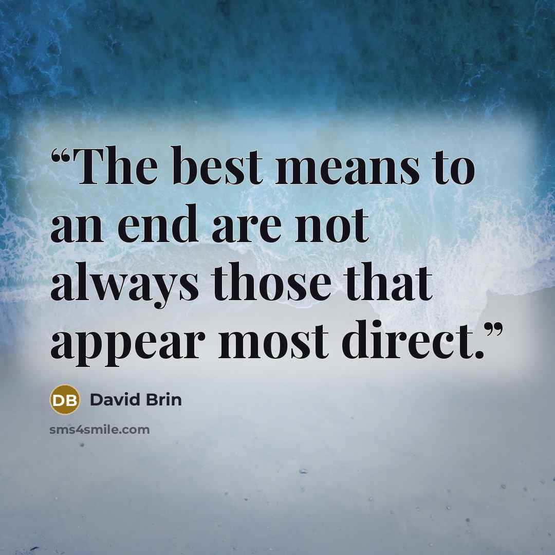 “The best means to an end are not always those that appear most direct.” quote by David Brin