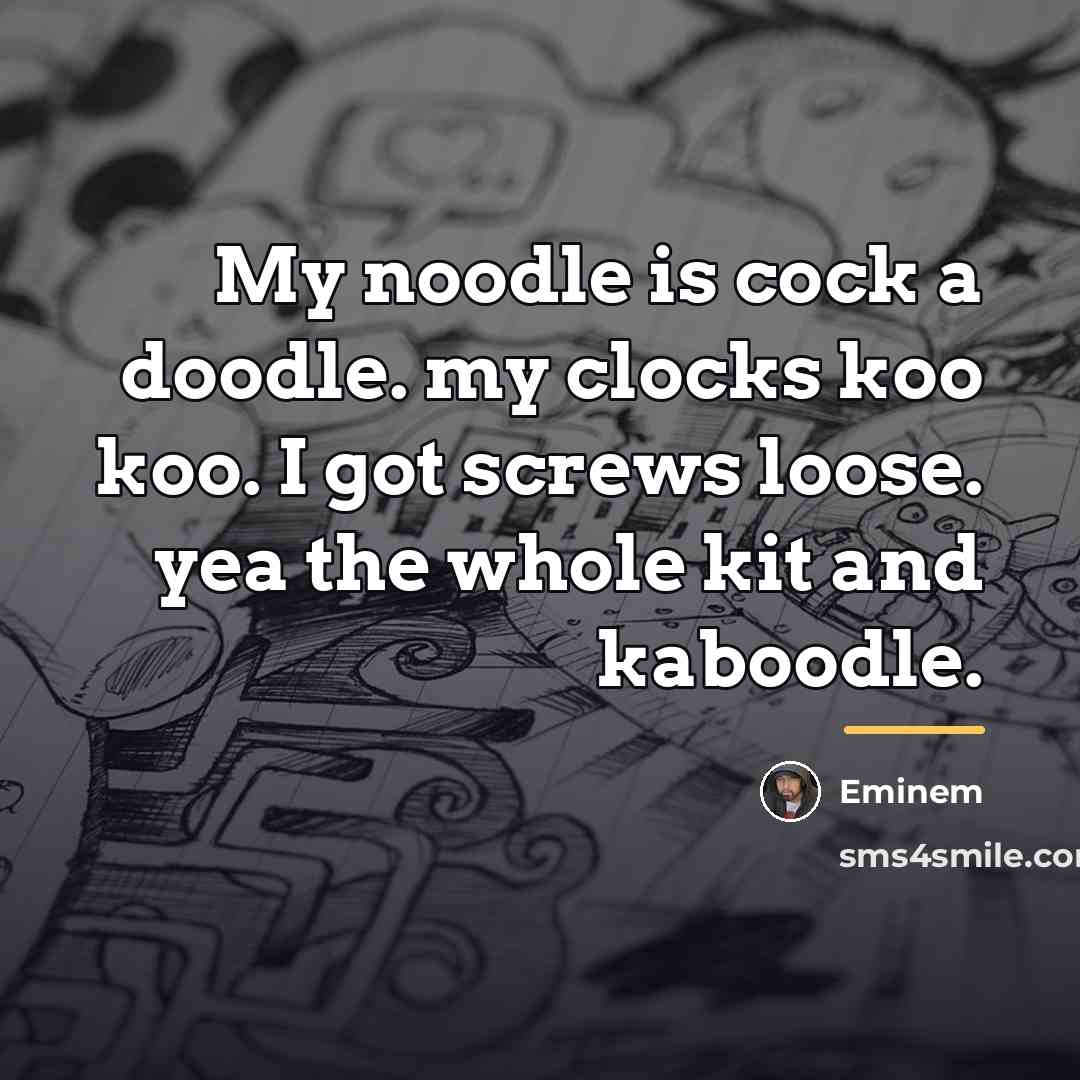 “My noodle is cock a doodle. my clocks koo koo.…” quote by Eminem
