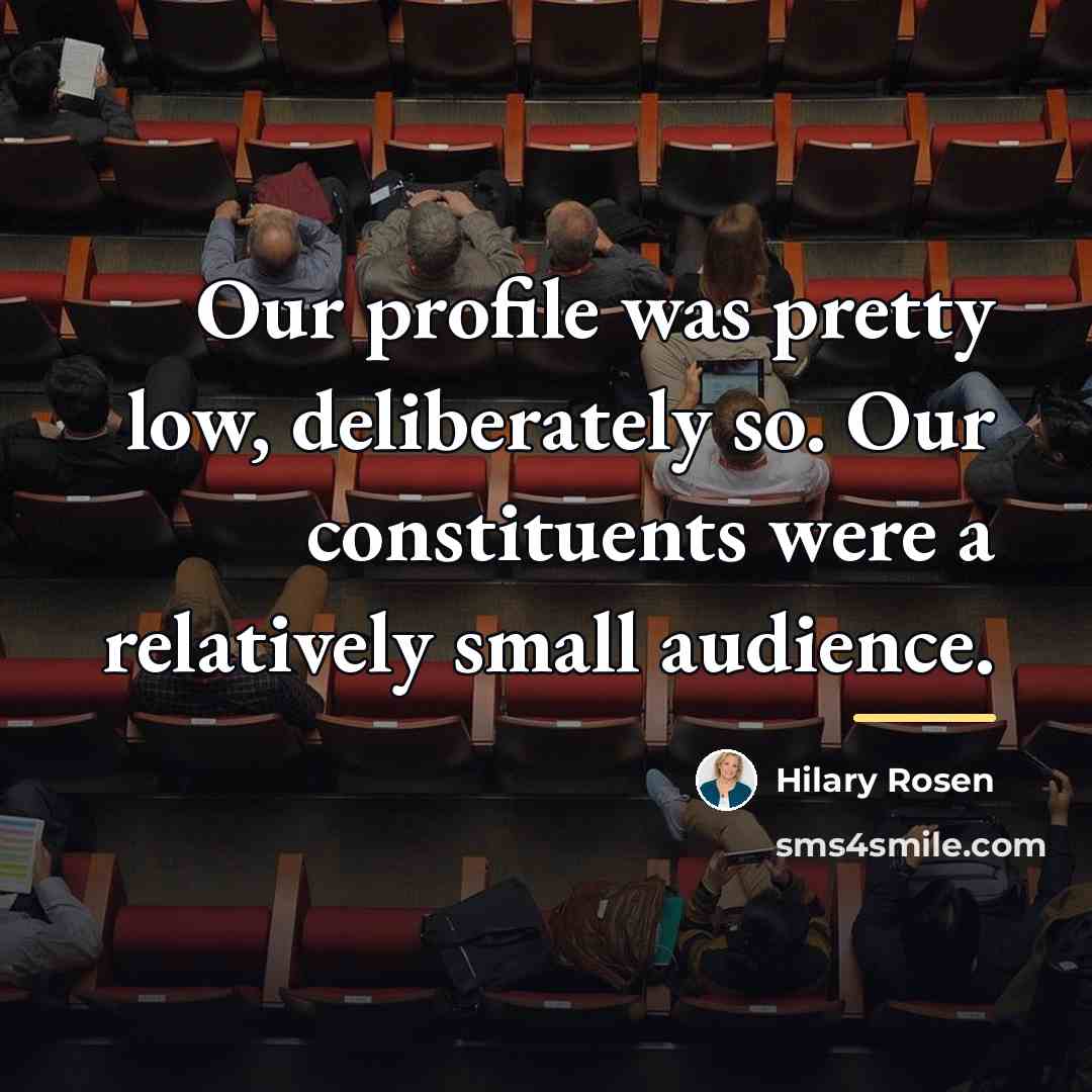 “Our profile was pretty low, deliberately so. Our constituents were…” quote by Hilary Rosen