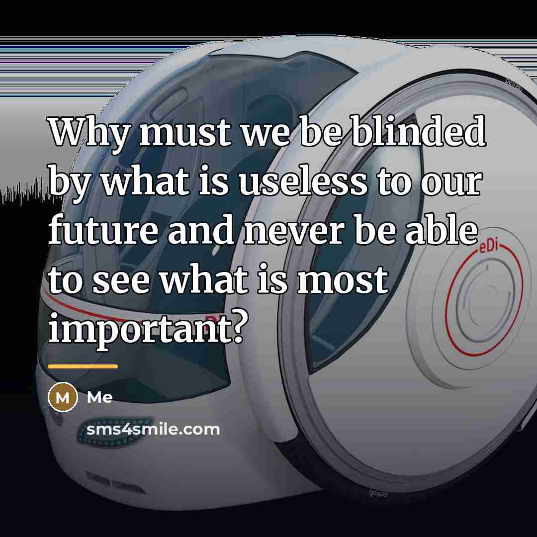 “Why must we be blinded by what is useless to…” quote by Me