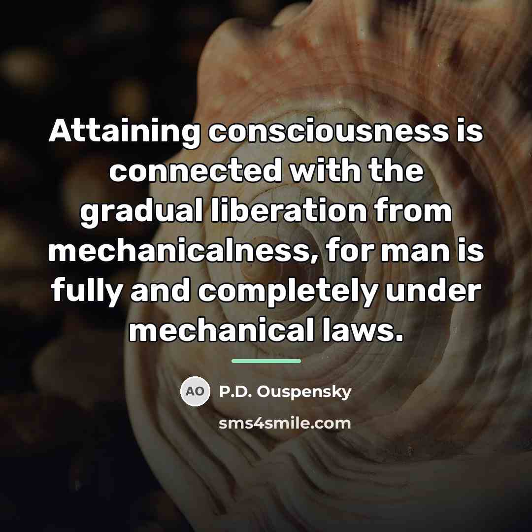 “Attaining consciousness is connected with the gradual liberation from mechanicalness,…” quote by P.D. Ouspensky