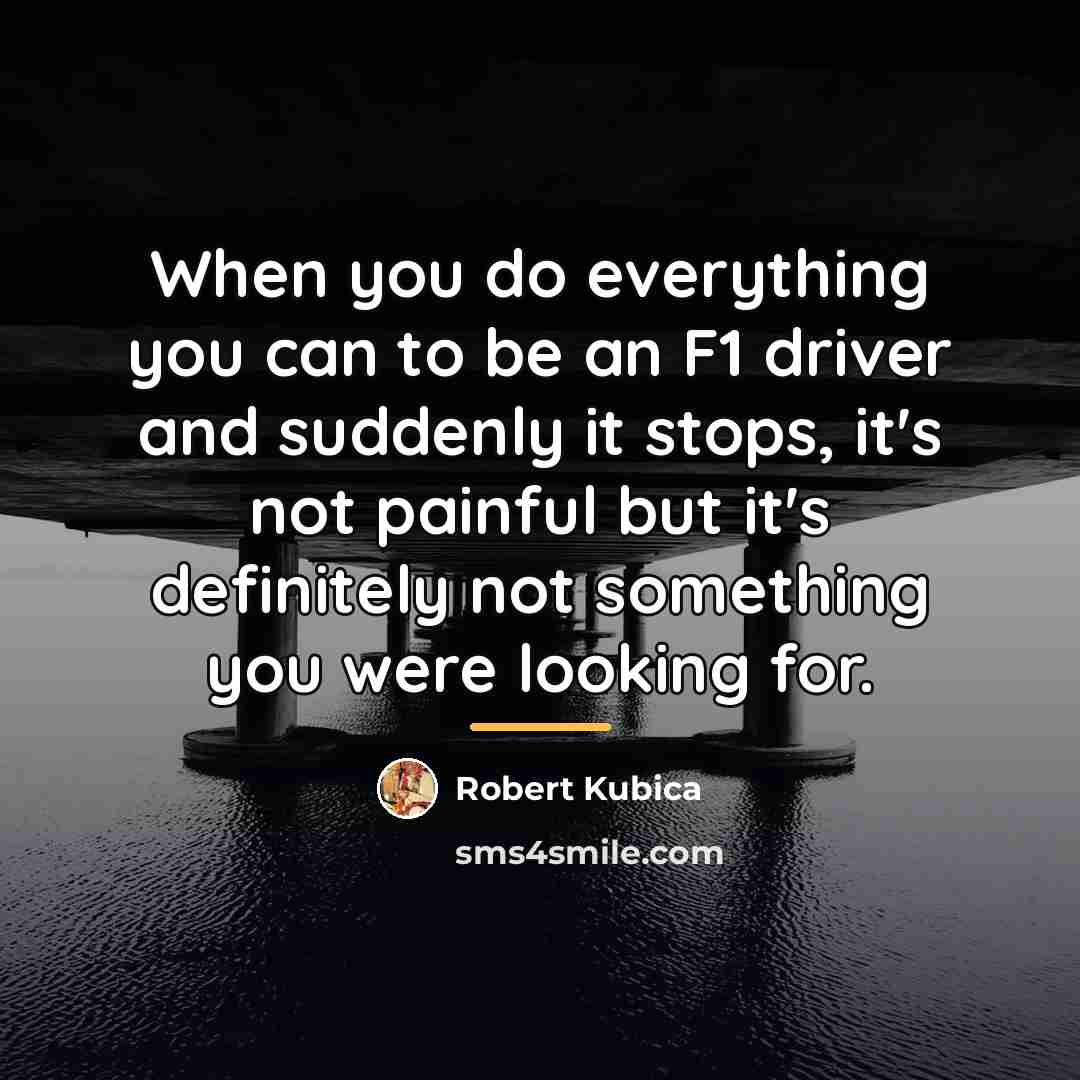 “When you do everything you can to be an F1…” quote by Robert Kubica
