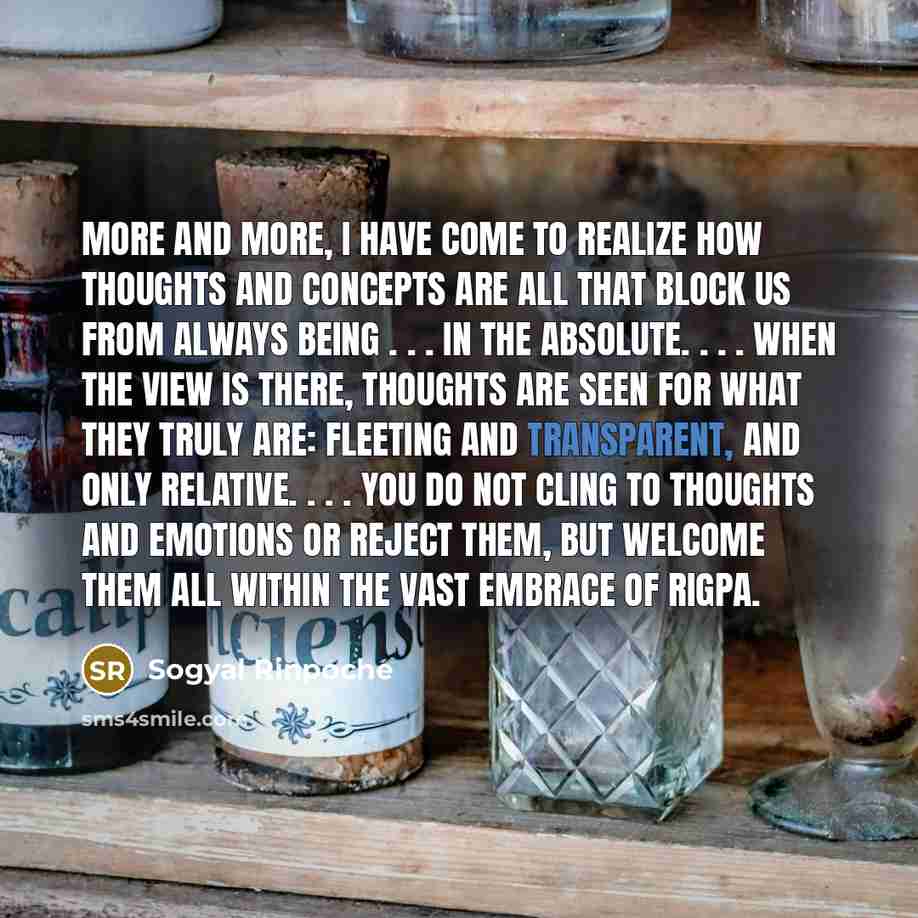 “More and more, I have come to realize how thoughts…” quote by Sogyal Rinpoche