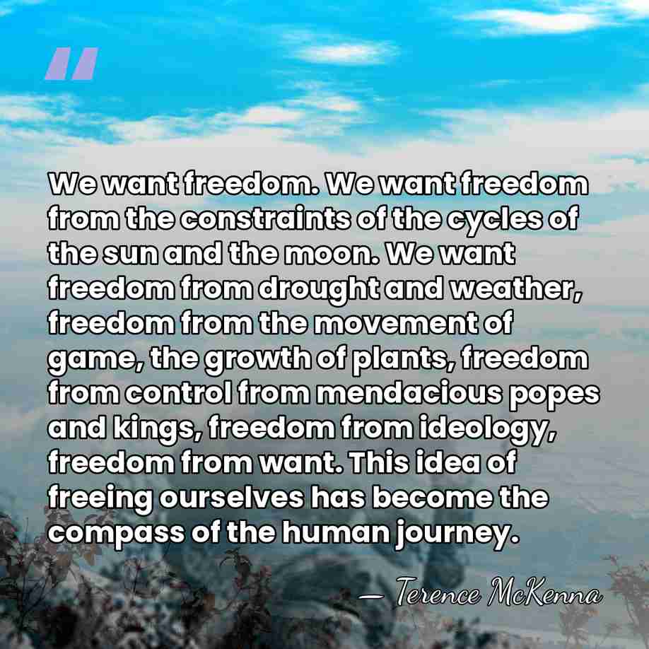 We want freedom. We want freedom from the constraints of the cycles&hellip; - Terence McKenna