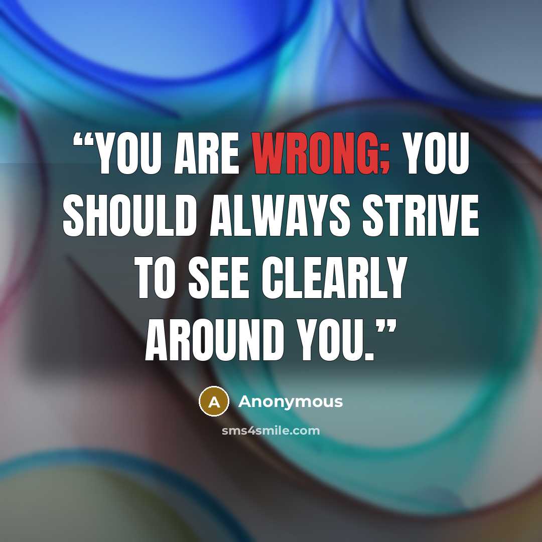 “You are wrong; you should always strive to see clearly around you.” quote by Anonymous