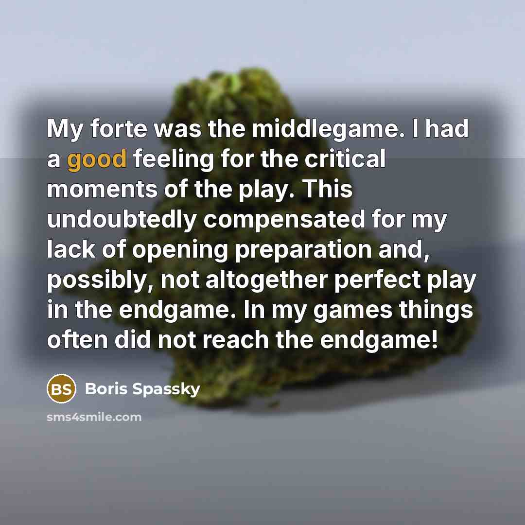 “My forte was the middlegame. I had a good feeling…” quote by Boris Spassky