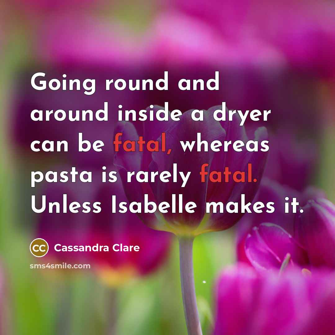 “Going round and around inside a dryer can be fatal,…” quote by Cassandra Clare