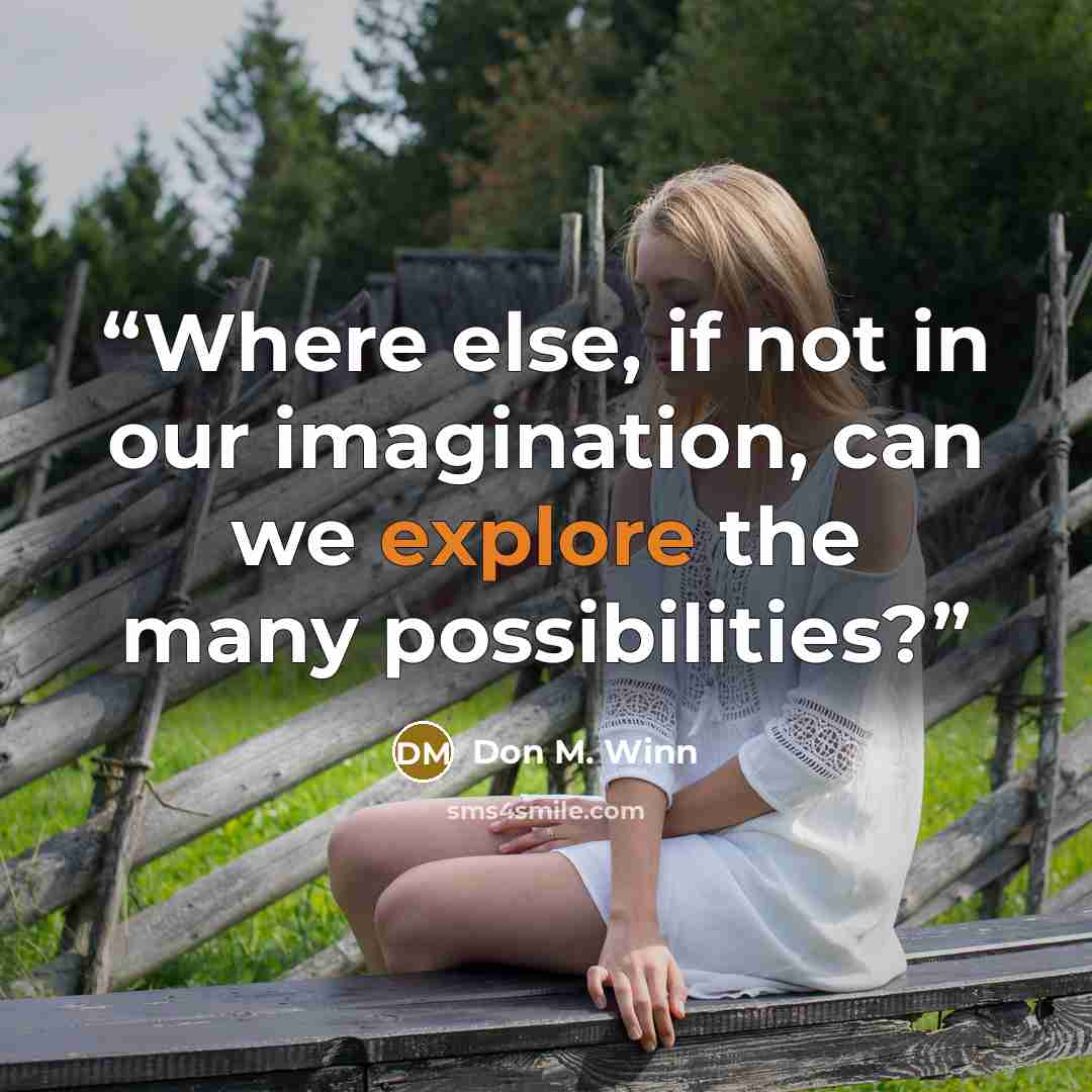“Where else, if not in our imagination, can we explore the many possibilities?” quote by Don M. Winn