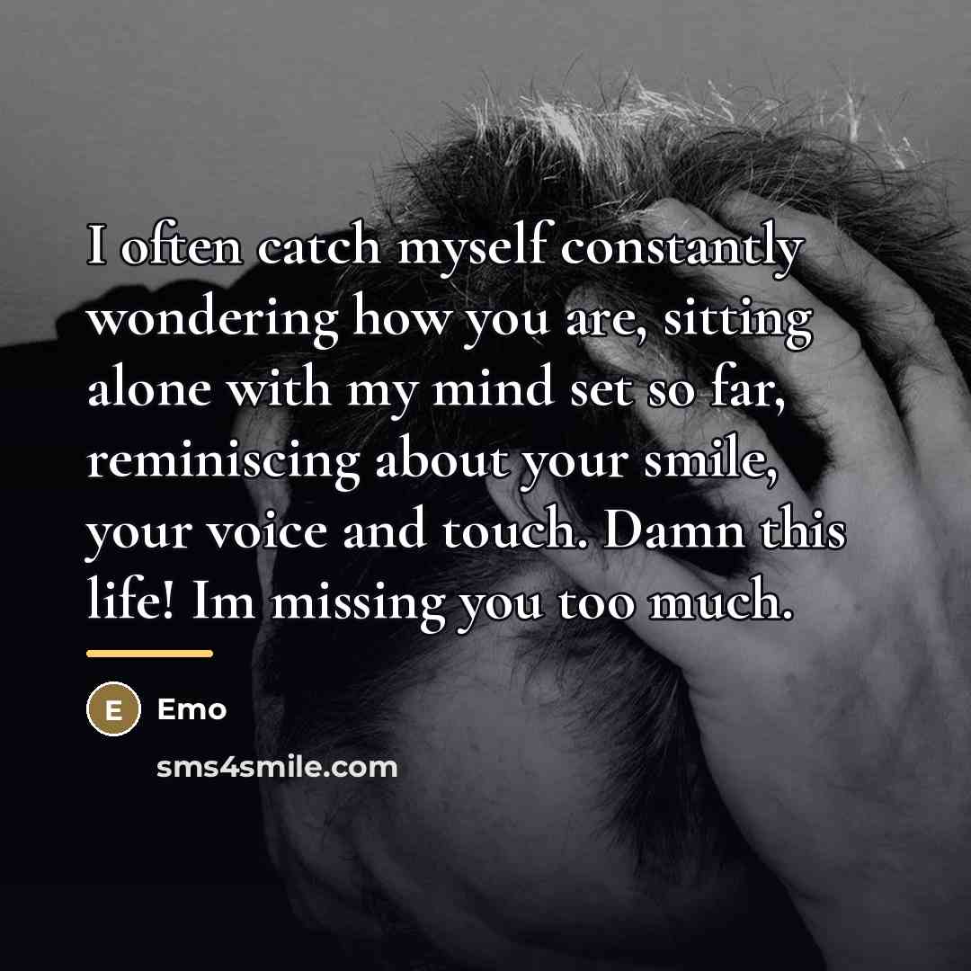 “I often catch myself constantly wondering how you are, sitting…” quote by Emo