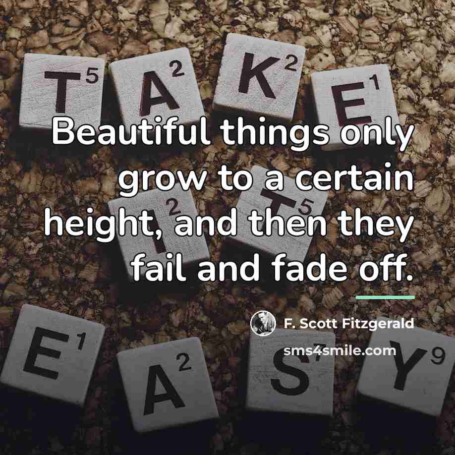 “Beautiful things only grow to a certain height, and then…” quote by F. Scott Fitzgerald