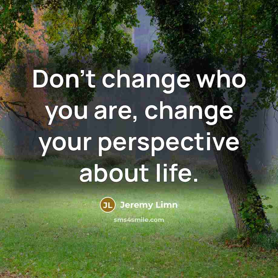 “Don't change who you are, change your perspective about life.…” quote by Jeremy Limn