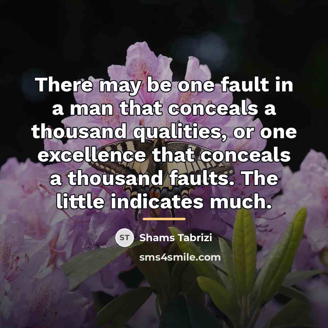 “There may be one fault in a man that conceals…” quote by Shams Tabrizi