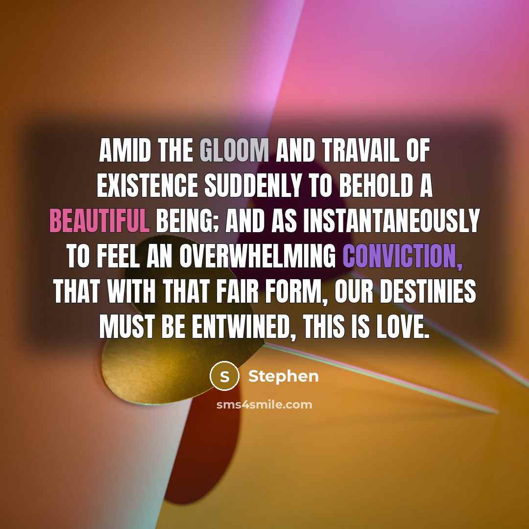 “Amid the gloom and travail of existence suddenly to behold…” quote by Stephen