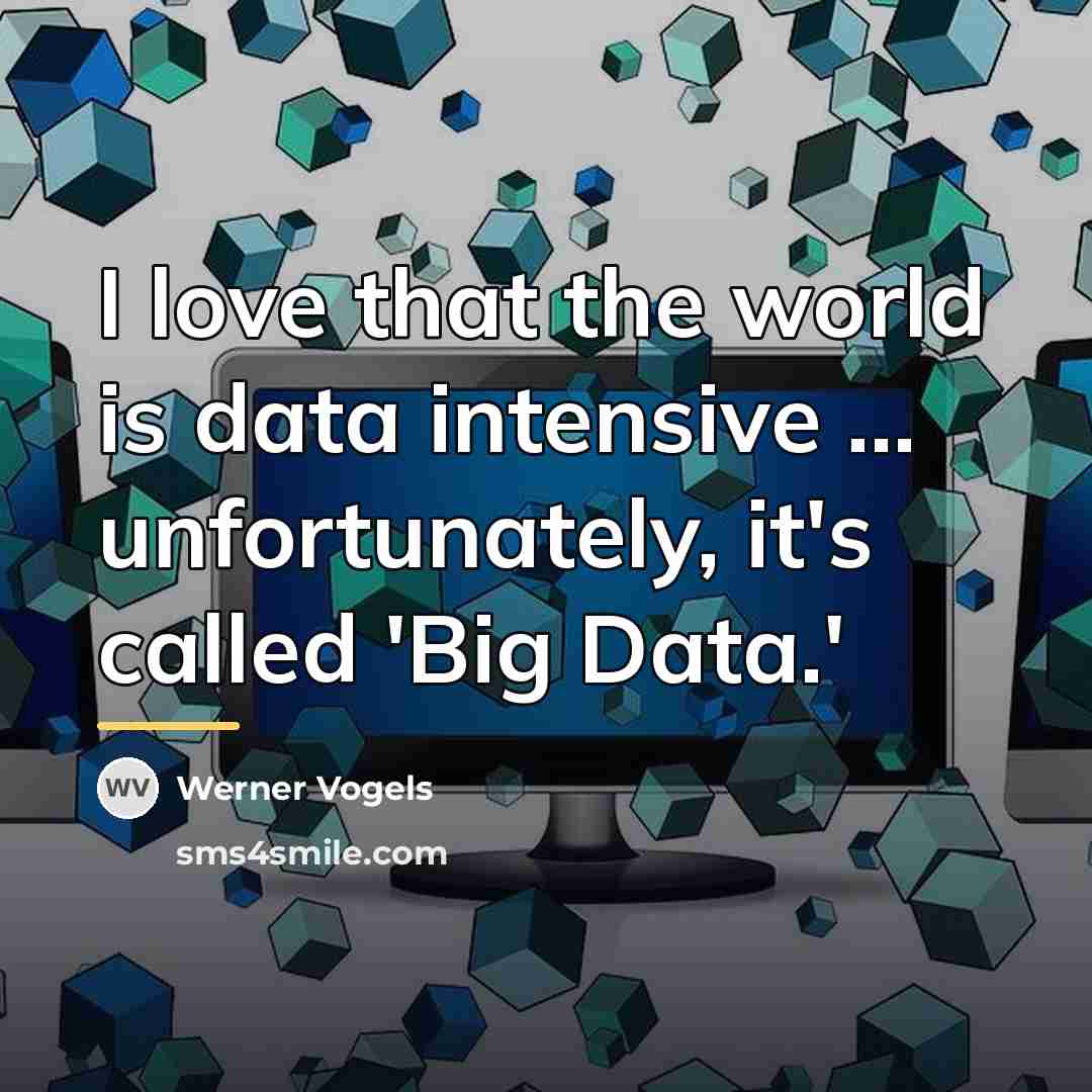 “I love that the world is data intensive … unfortunately,…” quote by Werner Vogels