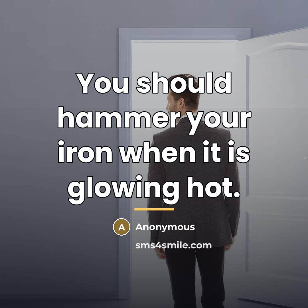 “You should hammer your iron when it is glowing hot.…” quote by Anonymous