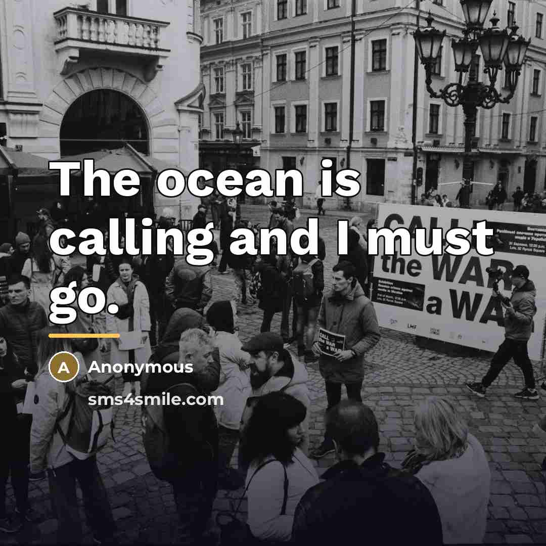 “The ocean is calling and I must go.…” quote by Anonymous