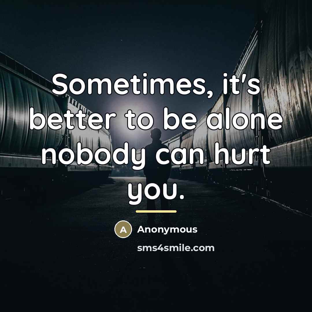 “Sometimes, it's better to be alone nobody can hurt you.…” quote by Anonymous