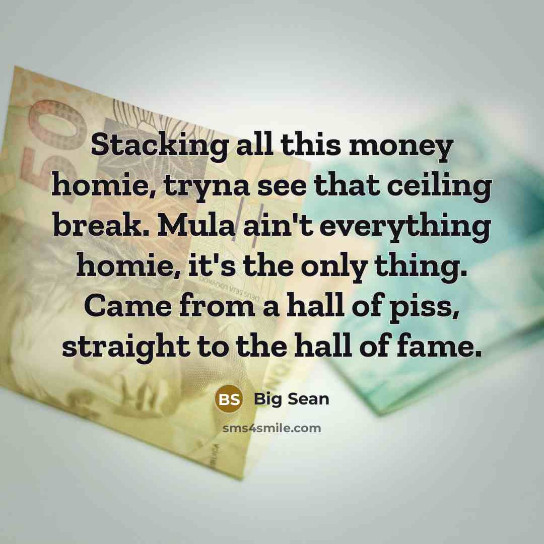 “Stacking all this money homie, tryna see that ceiling break.…” quote by Big Sean