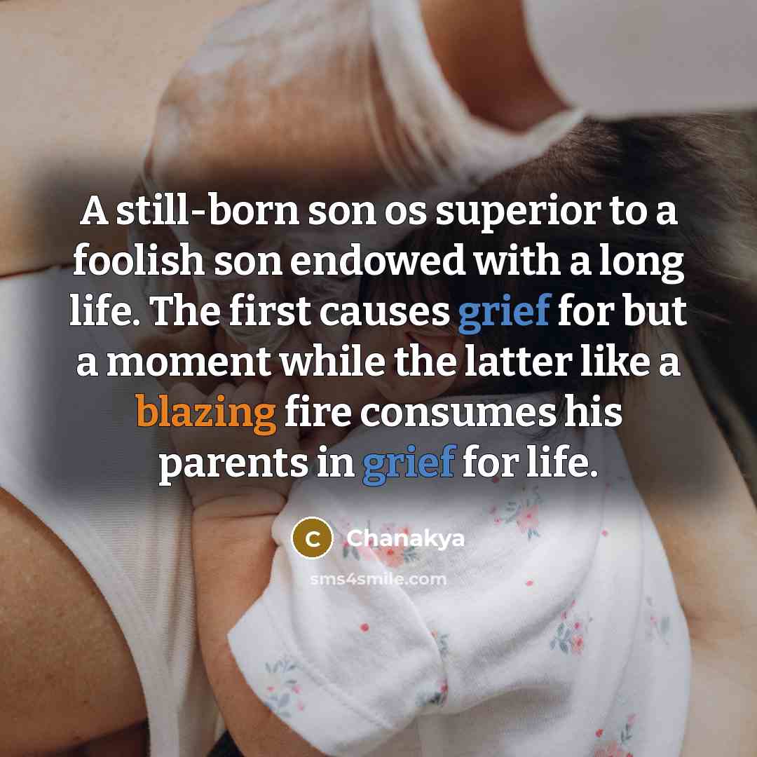 “A still-born son os superior to a foolish son endowed…” quote by Chanakya