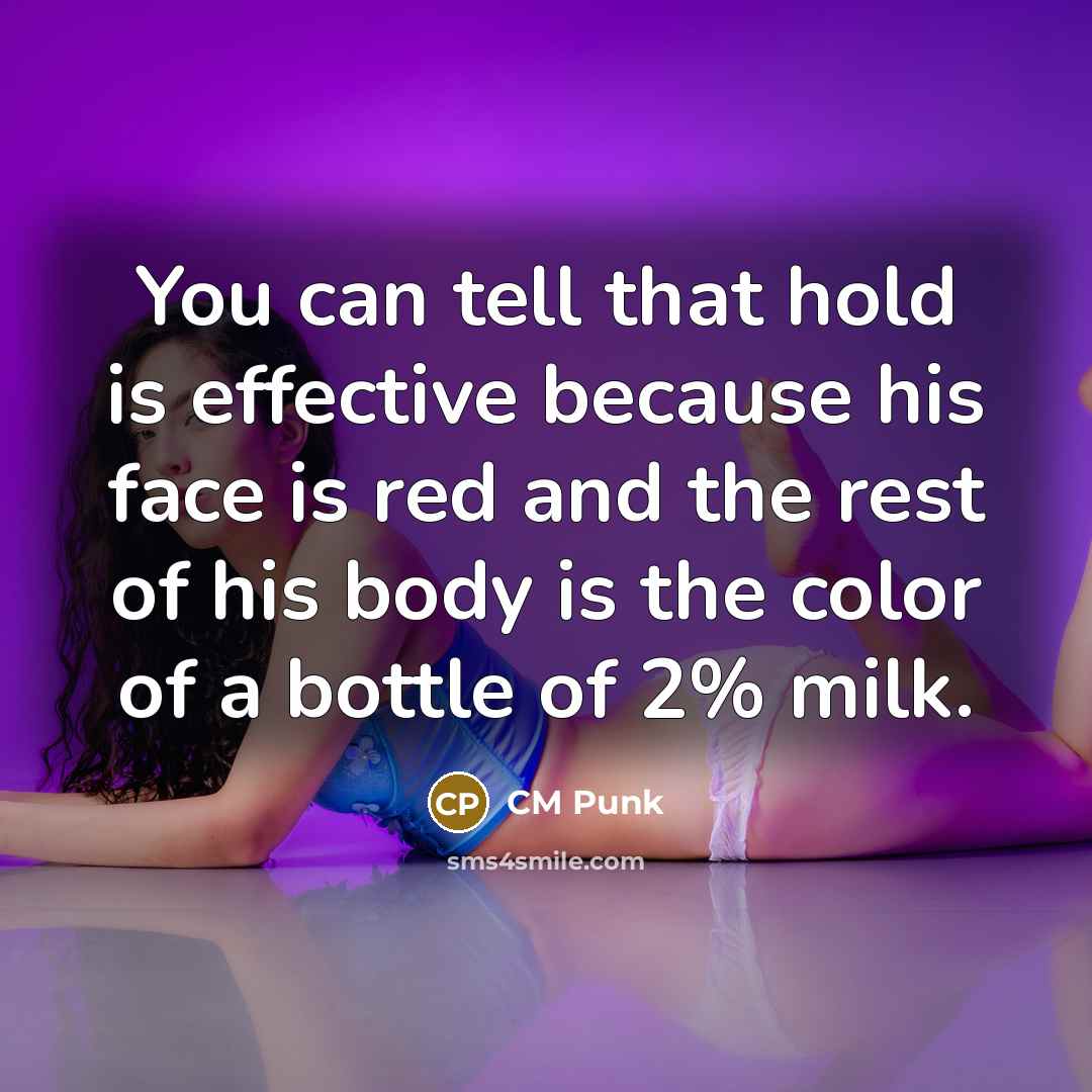 “You can tell that hold is effective because his face…” quote by CM Punk